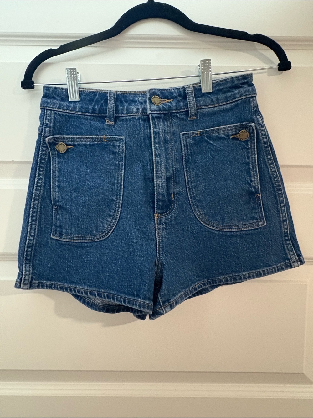 Rollas Classic High-Waist Denim Shorts - Blue
